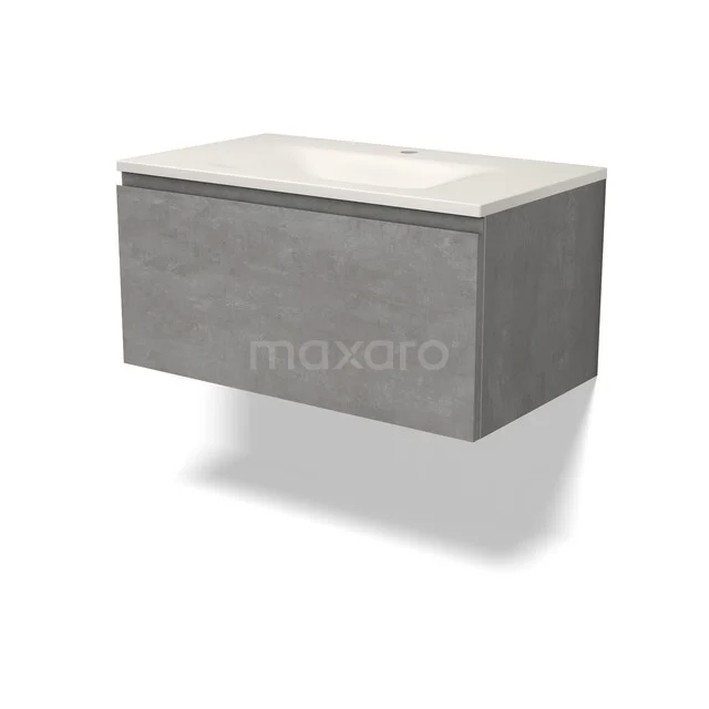 Modulo Badkamermeubel met wastafel | 80 cm Lichtgrijs beton Greeploos front Solid surface 1 lade BMW11-05087 Modulo Badkamermeubel met wastafel | 80 cm Lichtgrijs beton Greeploos front Solid surface 1 lade BMW11-05087
