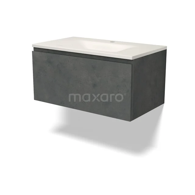 Modulo Badkamermeubel met wastafel | 80 cm Donkergrijs beton Greeploos front Solid surface 1 lade BMW11-05088