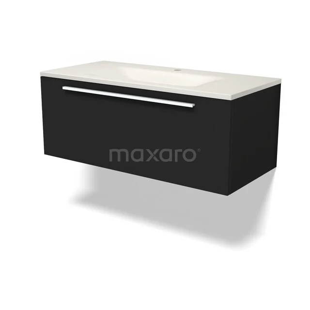 Modulo Badkamermeubel met wastafel | 100 cm Mat zwart Vlak front Solid surface 1 lade BMW11-05090 Modulo Badkamermeubel met wastafel | 100 cm Mat zwart Vlak front Solid surface 1 lade BMW11-05090