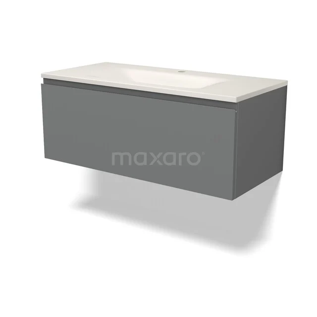 Modulo Badkamermeubel met wastafel | 100 cm Middengrijs Greeploos front Solid surface 1 lade BMW11-05094 Modulo Badkamermeubel met wastafel | 100 cm Middengrijs Greeploos front Solid surface 1 lade BMW11-05094