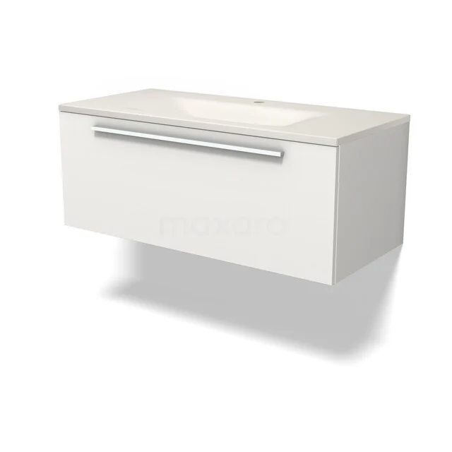Modulo Badkamermeubel met wastafel | 100 cm Mat wit Vlak front Solid surface 1 lade BMW11-05097 Modulo Badkamermeubel met wastafel | 100 cm Mat wit Vlak front Solid surface 1 lade BMW11-05097