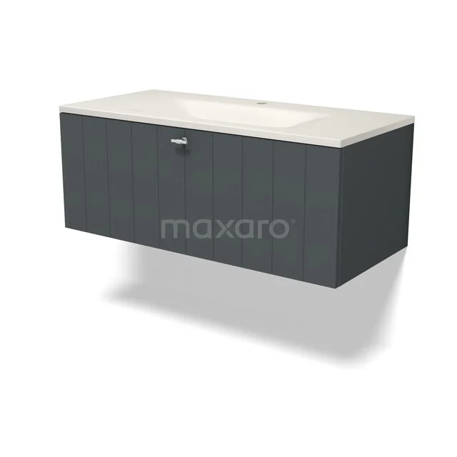 Modulo Badkamermeubel met wastafel | 100 cm Donkergrijs Lamel front Solid surface 1 lade BMW11-05100 Modulo Badkamermeubel met wastafel | 100 cm Donkergrijs Lamel front Solid surface 1 lade BMW11-05100