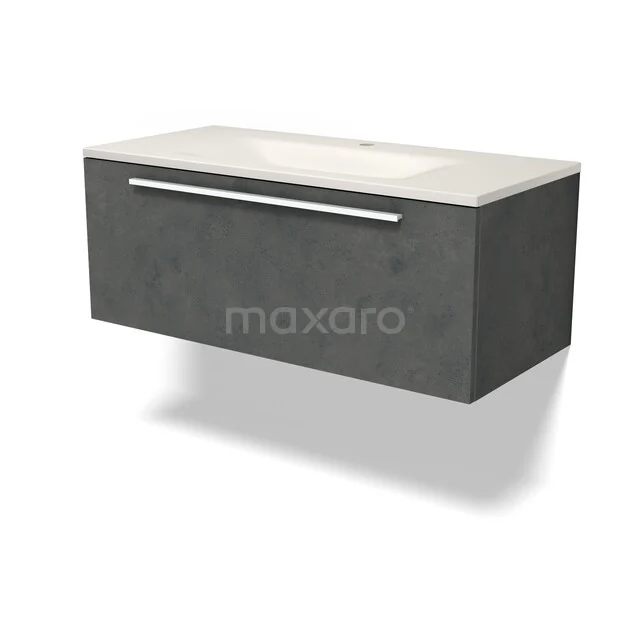 Modulo Badkamermeubel met wastafel | 100 cm Donkergrijs beton Vlak front Solid surface 1 lade BMW11-05112