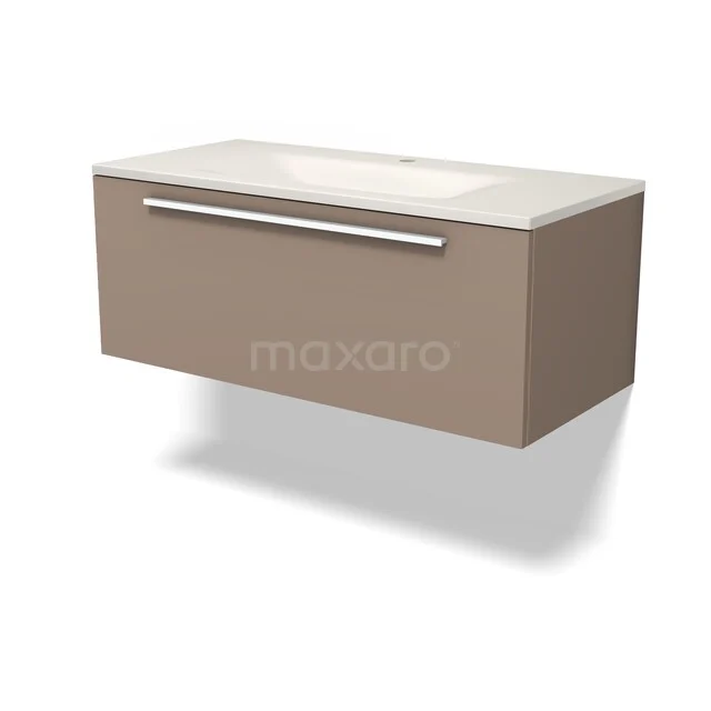 Modulo Badkamermeubel met wastafel | 100 cm Taupe Vlak front Solid surface 1 lade BMW11-05116 Modulo Badkamermeubel met wastafel | 100 cm Taupe Vlak front Solid surface 1 lade BMW11-05116