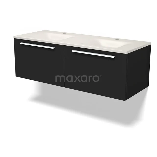 Modulo Badkamermeubel met wastafel | 120 cm Mat zwart Vlak front Solid surface 2 lades naast elkaar BMW12-01227 Modulo Badkamermeubel met wastafel | 120 cm Mat zwart Vlak front Solid surface 2 lades naast elkaar BMW12-01227