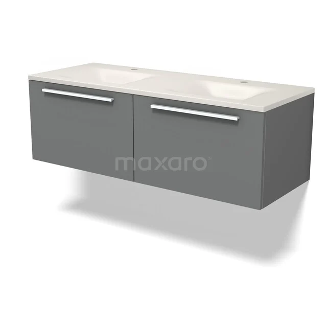 Modulo Badkamermeubel met wastafel | 120 cm Middengrijs Vlak front Solid surface 2 lades naast elkaar BMW12-01229 Modulo Badkamermeubel met wastafel | 120 cm Middengrijs Vlak front Solid surface 2 lades naast elkaar BMW12-01229