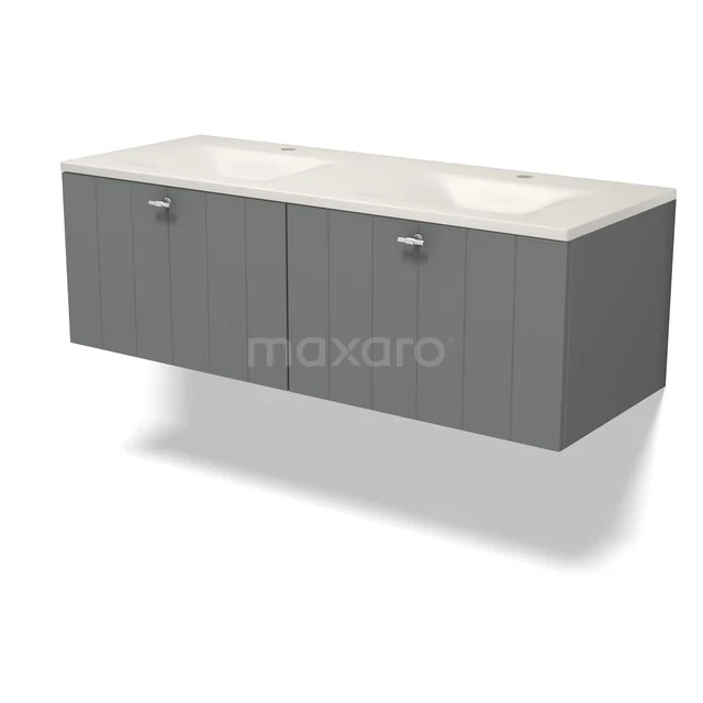 Modulo Badkamermeubel met wastafel | 120 cm Middengrijs Lamel front Solid surface 2 lades naast elkaar BMW12-01230 Modulo Badkamermeubel met wastafel | 120 cm Middengrijs Lamel front Solid surface 2 lades naast elkaar BMW12-01230