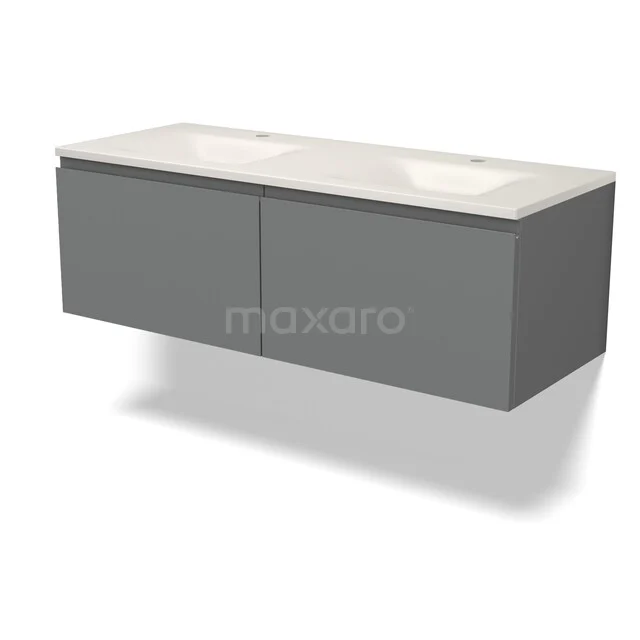 Modulo Badkamermeubel met wastafel | 120 cm Middengrijs Greeploos front Solid surface 2 lades naast elkaar BMW12-01231 Modulo Badkamermeubel met wastafel | 120 cm Middengrijs Greeploos front Solid surface 2 lades naast elkaar BMW12-01231