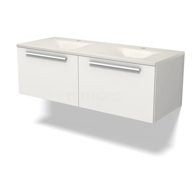 Modulo Badkamermeubel met wastafel | 120 cm Mat wit Vlak front Solid surface 2 lades naast elkaar BMW12-01234