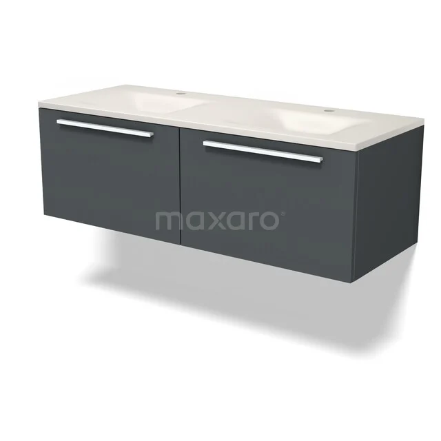 Modulo Badkamermeubel met wastafel | 120 cm Donkergrijs Vlak front Solid surface 2 lades naast elkaar BMW12-01236 Modulo Badkamermeubel met wastafel | 120 cm Donkergrijs Vlak front Solid surface 2 lades naast elkaar BMW12-01236