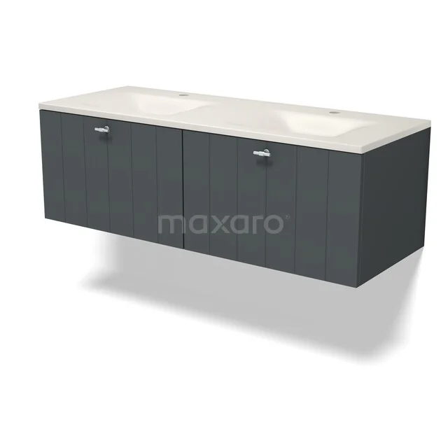 Modulo Badkamermeubel met wastafel | 120 cm Donkergrijs Lamel front Solid surface 2 lades naast elkaar BMW12-01237 Modulo Badkamermeubel met wastafel | 120 cm Donkergrijs Lamel front Solid surface 2 lades naast elkaar BMW12-01237