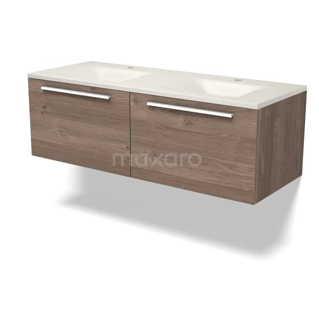 Modulo Badkamermeubel met wastafel | 120 cm Middenbruin eiken Vlak front Solid surface 2 lades naast elkaar BMW12-01245 Modulo Badkamermeubel met wastafel | 120 cm Middenbruin eiken Vlak front Solid surface 2 lades naast elkaar BMW12-01245