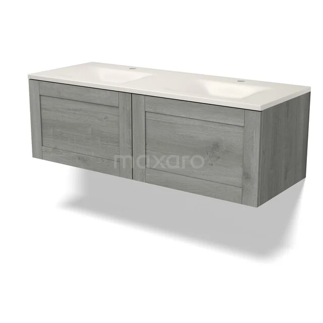 Modulo Badkamermeubel met wastafel | 120 cm Grijs eiken Kader front Solid surface 2 lades naast elkaar BMW12-01248 Modulo Badkamermeubel met wastafel | 120 cm Grijs eiken Kader front Solid surface 2 lades naast elkaar BMW12-01248
