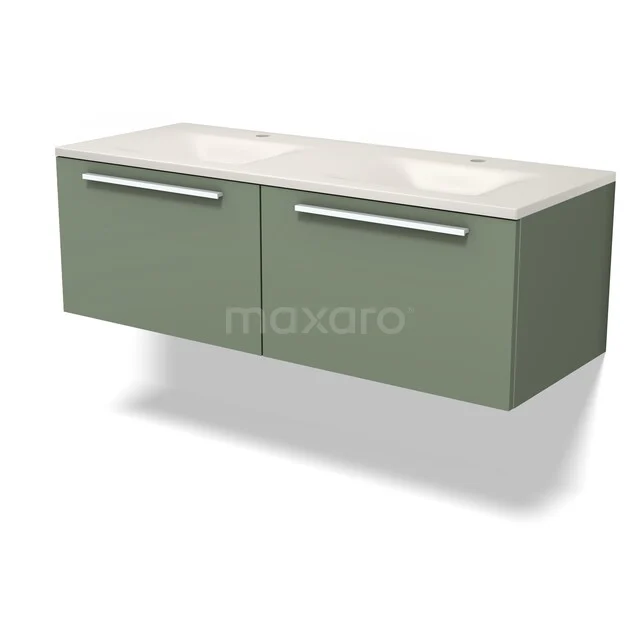 Modulo Badkamermeubel met wastafel | 120 cm Saliegroen Vlak front Solid surface 2 lades naast elkaar BMW12-01256 Modulo Badkamermeubel met wastafel | 120 cm Saliegroen Vlak front Solid surface 2 lades naast elkaar BMW12-01256