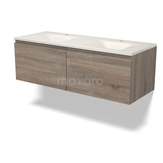 Modulo Badkamermeubel met wastafel | 120 cm Eiken Greeploos front Solid surface 2 lades naast elkaar BMW12-01260 Modulo Badkamermeubel met wastafel | 120 cm Eiken Greeploos front Solid surface 2 lades naast elkaar BMW12-01260