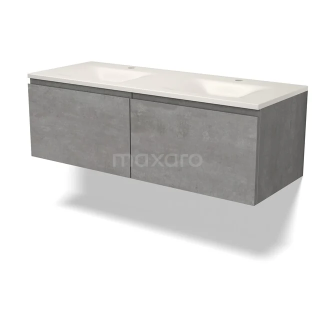 Modulo Badkamermeubel met wastafel | 120 cm Lichtgrijs beton Greeploos front Solid surface 2 lades naast elkaar BMW12-01261 Modulo Badkamermeubel met wastafel | 120 cm Lichtgrijs beton Greeploos front Solid surface 2 lades naast elkaar BMW12-01261