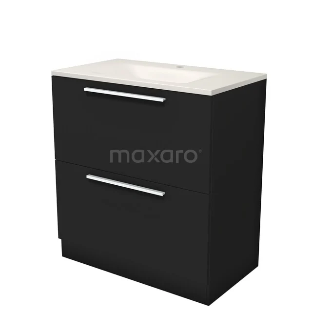 Modulo Waschtische | 80 cm Matt Schwarz Flach front Solid Surface 2 hohe Schubladen übereinanderliegend BMW13S-00367 Modulo Waschtische | 80 cm Matt Schwarz Flach front Solid Surface 2 hohe Schubladen übereinanderliegend BMW13S-00367