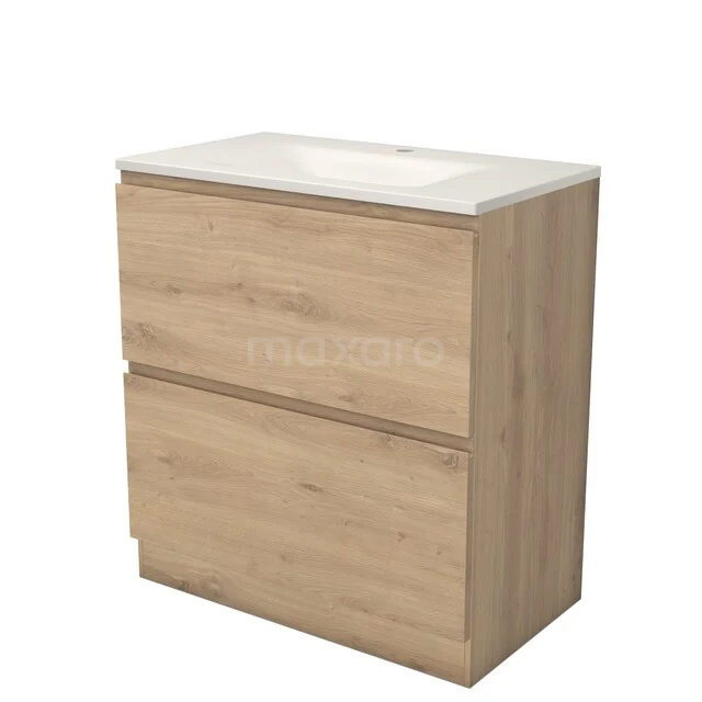 Modulo Waschtische | 80 cm Hellbraune Eiche Grifflos front Solid Surface 2 hohe Schubladen übereinanderliegend BMW13S-00372 Modulo Waschtische | 80 cm Hellbraune Eiche Grifflos front Solid Surface 2 hohe Schubladen übereinanderliegend BMW13S-00372