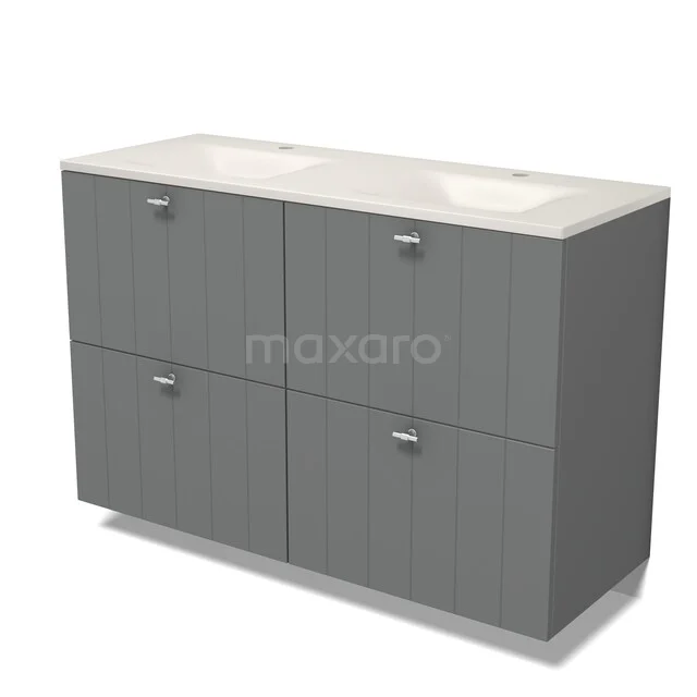 Modulo Badkamermeubel met wastafel | 120 cm Middengrijs Lamel front Solid surface 4 hoge lades BMW14-00818 Modulo Badkamermeubel met wastafel | 120 cm Middengrijs Lamel front Solid surface 4 hoge lades BMW14-00818