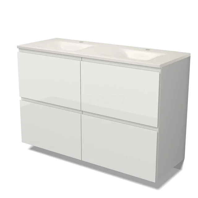 Modulo Badkamermeubel met wastafel | 120 cm Hoogglans wit Greeploos front Solid surface 4 hoge lades BMW14-00821 Modulo Badkamermeubel met wastafel | 120 cm Hoogglans wit Greeploos front Solid surface 4 hoge lades BMW14-00821