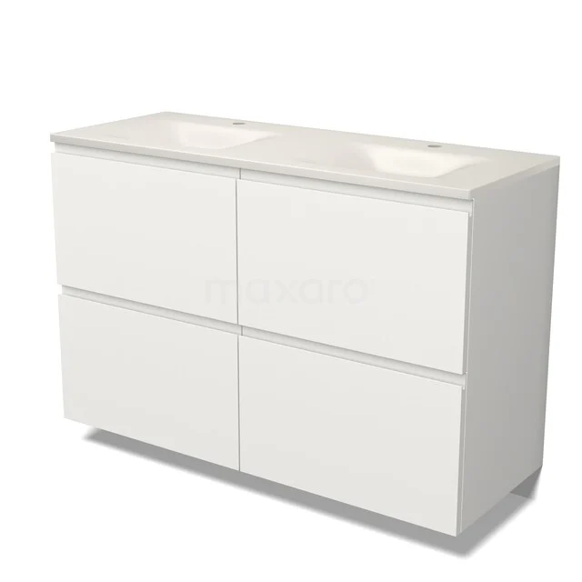 Modulo Badkamermeubel met wastafel | 120 cm Mat wit Greeploos front Solid surface 4 hoge lades BMW14-00823 Modulo Badkamermeubel met wastafel | 120 cm Mat wit Greeploos front Solid surface 4 hoge lades BMW14-00823