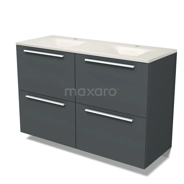 Modulo Badkamermeubel met wastafel | 120 cm Donkergrijs Vlak front Solid surface 4 hoge lades BMW14-00824 Modulo Badkamermeubel met wastafel | 120 cm Donkergrijs Vlak front Solid surface 4 hoge lades BMW14-00824