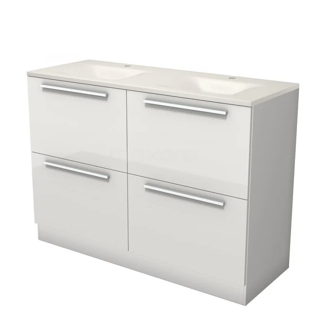 Modulo Badkamermeubel met wastafel | 120 cm Hoogglans wit Vlak front Solid surface 4 hoge lades staand BMW14S-00173 Modulo Badkamermeubel met wastafel | 120 cm Hoogglans wit Vlak front Solid surface 4 hoge lades staand BMW14S-00173