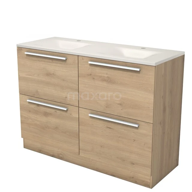 Modulo Badkamermeubel met wastafel | 120 cm Lichtbruin eiken Vlak front Solid surface 4 hoge lades staand BMW14S-00175 Modulo Badkamermeubel met wastafel | 120 cm Lichtbruin eiken Vlak front Solid surface 4 hoge lades staand BMW14S-00175
