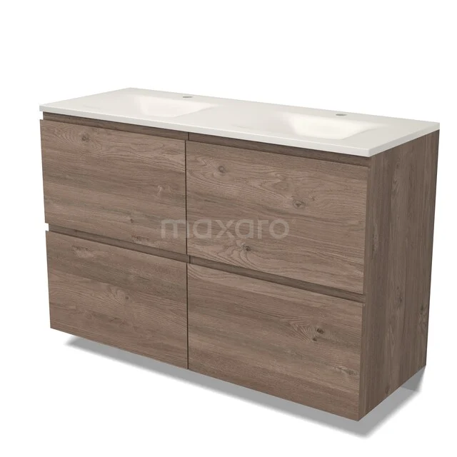 Modulo Badkamermeubel met wastafel | 120 cm Middenbruin eiken Greeploos front Solid surface 4 hoge lades BMW14-00835 Modulo Badkamermeubel met wastafel | 120 cm Middenbruin eiken Greeploos front Solid surface 4 hoge lades BMW14-00835