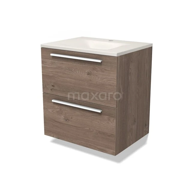 Modulo Waschtische | 60 cm Mittelbraune Eiche Flach front Solid Surface 2 übereinanderliegende Schubladen BMW17-05777 Modulo Waschtische | 60 cm Mittelbraune Eiche Flach front Solid Surface 2 übereinanderliegende Schubladen BMW17-05777