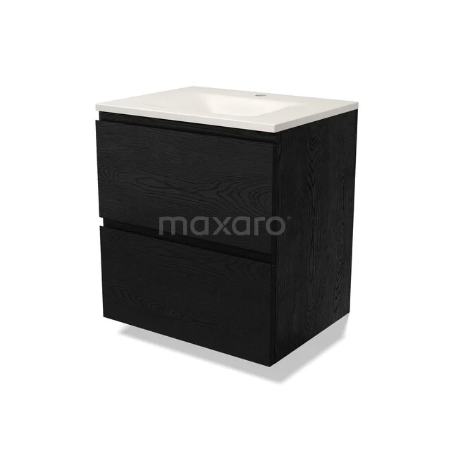 Modulo Bathroom furniture with sink | 60 cm Black oak Handle-less front Solid surface 2 Stacked drawers BMW17-05792 Modulo Bathroom furniture with sink | 60 cm Black oak Handle-less front Solid surface 2 Stacked drawers BMW17-05792
