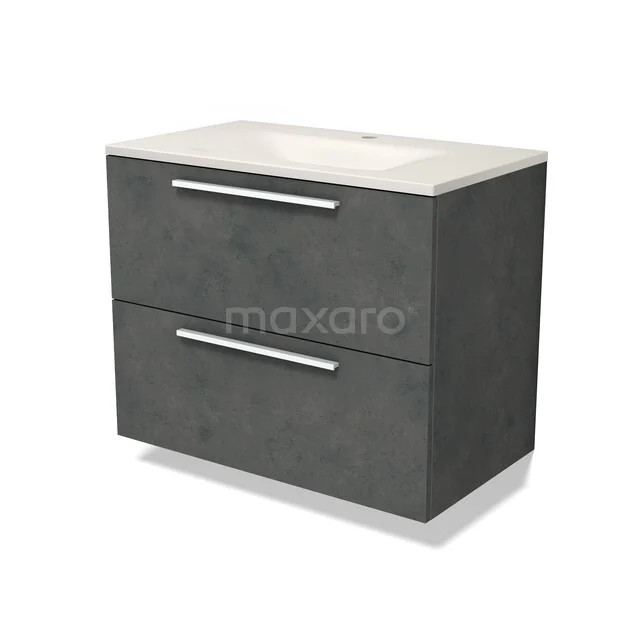 Modulo Waschtische | 80 cm Dunkelgrauer Beton Flach front Solid Surface 2 übereinanderliegende Schubladen BMW17-05826 Modulo Waschtische | 80 cm Dunkelgrauer Beton Flach front Solid Surface 2 übereinanderliegende Schubladen BMW17-05826