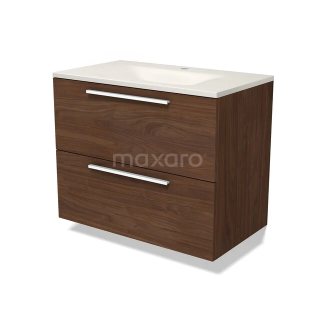 Modulo Waschtische | 80 cm Walnuss Flach front Solid Surface 2 übereinanderliegende Schubladen BMW17-05973 Modulo Waschtische | 80 cm Walnuss Flach front Solid Surface 2 übereinanderliegende Schubladen BMW17-05973
