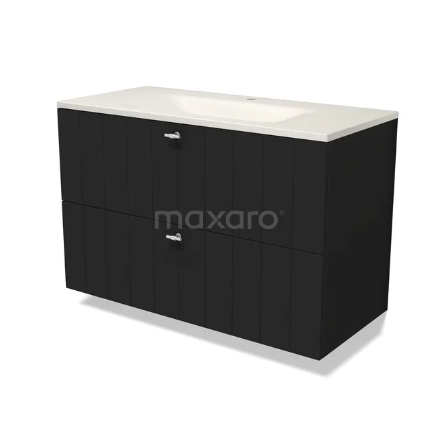 Modulo Waschtische | 100 cm Matt Schwarz Lamelle front Solid Surface 2 übereinanderliegende Schubladen BMW17-05859 Modulo Waschtische | 100 cm Matt Schwarz Lamelle front Solid Surface 2 übereinanderliegende Schubladen BMW17-05859