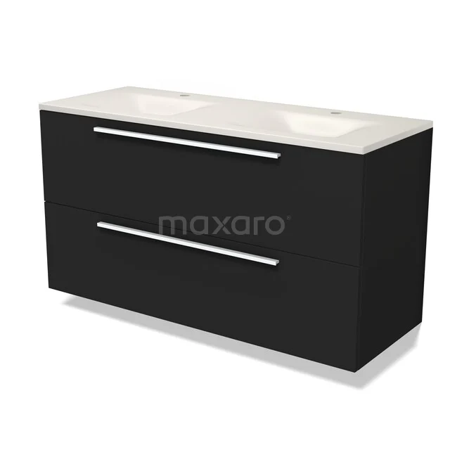 Modulo Bathroom furniture with sink | 120 cm Matte black Flat front Solid surface 2 Stacked drawers BMW17-05920