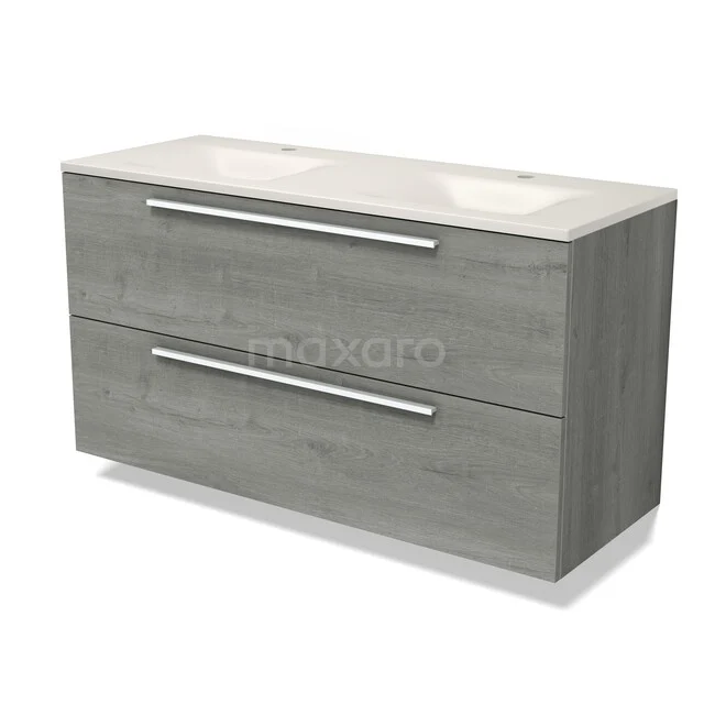 Modulo Badkamermeubel met wastafel | 120 cm Grijs eiken Vlak front Solid surface 2 lades onder elkaar BMW17-05947 Modulo Badkamermeubel met wastafel | 120 cm Grijs eiken Vlak front Solid surface 2 lades onder elkaar BMW17-05947