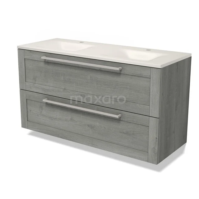 Modulo Bathroom furniture with sink | 120 cm Grey oak Bordered front Solid surface 2 Stacked drawers BMW17-05948 Modulo Bathroom furniture with sink | 120 cm Grey oak Bordered front Solid surface 2 Stacked drawers BMW17-05948