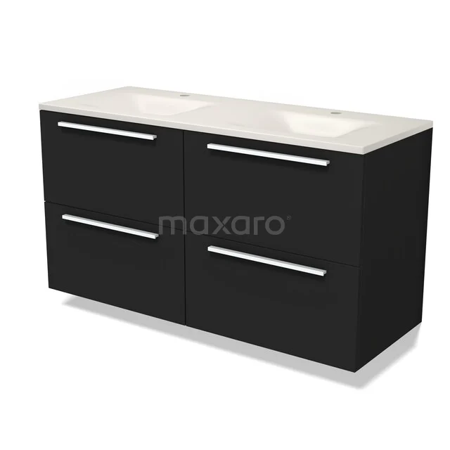 Modulo Badkamermeubel met wastafel | 120 cm Mat zwart Vlak front Solid surface 4 lades BMW18-01377 Modulo Badkamermeubel met wastafel | 120 cm Mat zwart Vlak front Solid surface 4 lades BMW18-01377
