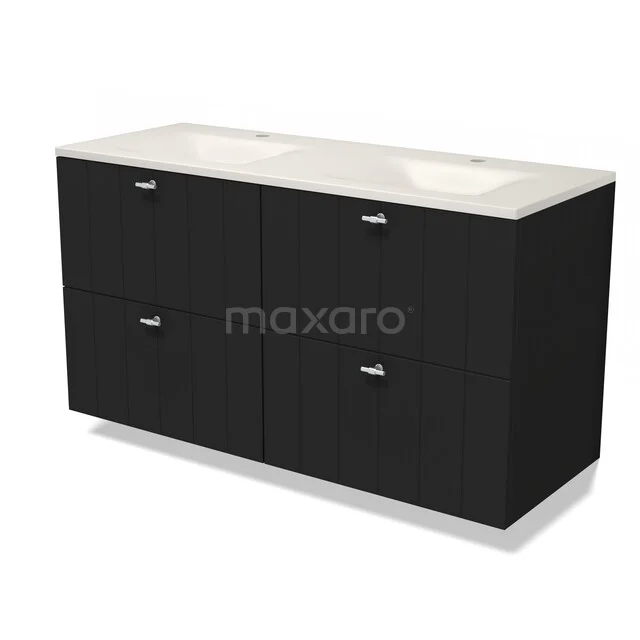 Modulo Badkamermeubel met wastafel | 120 cm Mat zwart Lamel front Solid surface 4 lades BMW18-01378 Modulo Badkamermeubel met wastafel | 120 cm Mat zwart Lamel front Solid surface 4 lades BMW18-01378