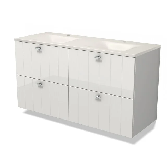 Modulo Waschtische | 120 cm Hochglanz Weiß Lamelle front Solid Surface 4 Schubladen BMW18-01384