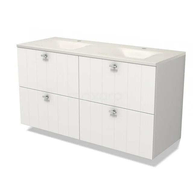 Modulo Badkamermeubel met wastafel | 120 cm Mat wit Lamel front Solid surface 4 lades BMW18-01387 Modulo Badkamermeubel met wastafel | 120 cm Mat wit Lamel front Solid surface 4 lades BMW18-01387