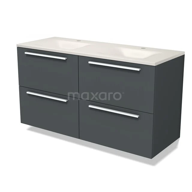 Modulo Badkamermeubel met wastafel | 120 cm Donkergrijs Vlak front Solid surface 4 lades BMW18-01389