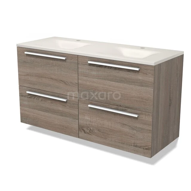 Modulo Badkamermeubel met wastafel | 120 cm Eiken Vlak front Solid surface 4 lades BMW18-01392