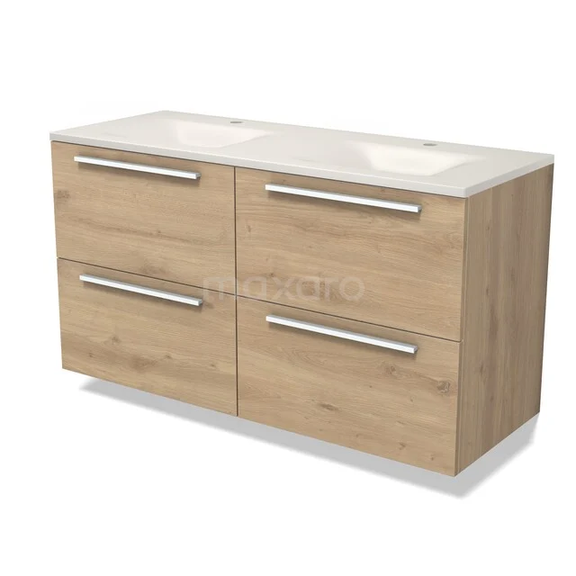 Modulo Badkamermeubel met wastafel | 120 cm Lichtbruin eiken Vlak front Solid surface 4 lades BMW18-01396 Modulo Badkamermeubel met wastafel | 120 cm Lichtbruin eiken Vlak front Solid surface 4 lades BMW18-01396