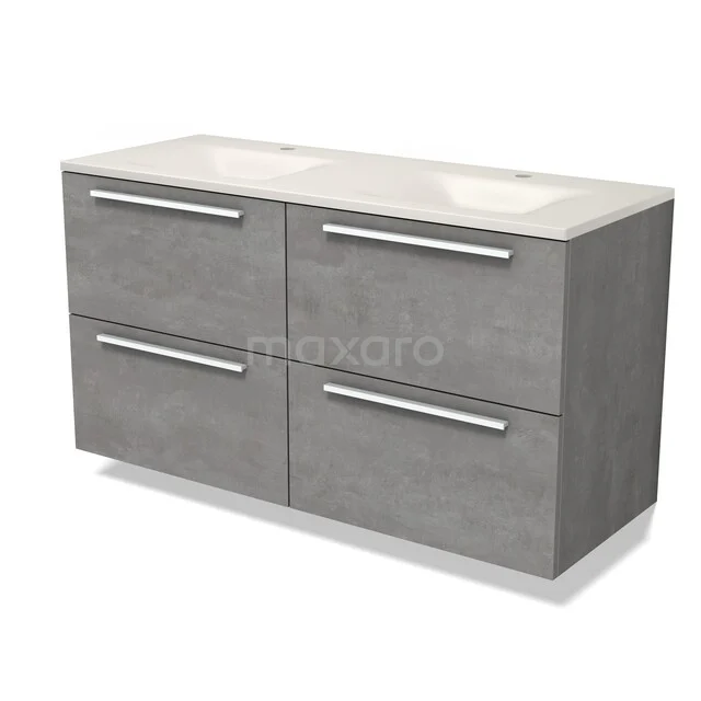 Modulo Badkamermeubel met wastafel | 120 cm Lichtgrijs beton Vlak front Solid surface 4 lades BMW18-01403 Modulo Badkamermeubel met wastafel | 120 cm Lichtgrijs beton Vlak front Solid surface 4 lades BMW18-01403