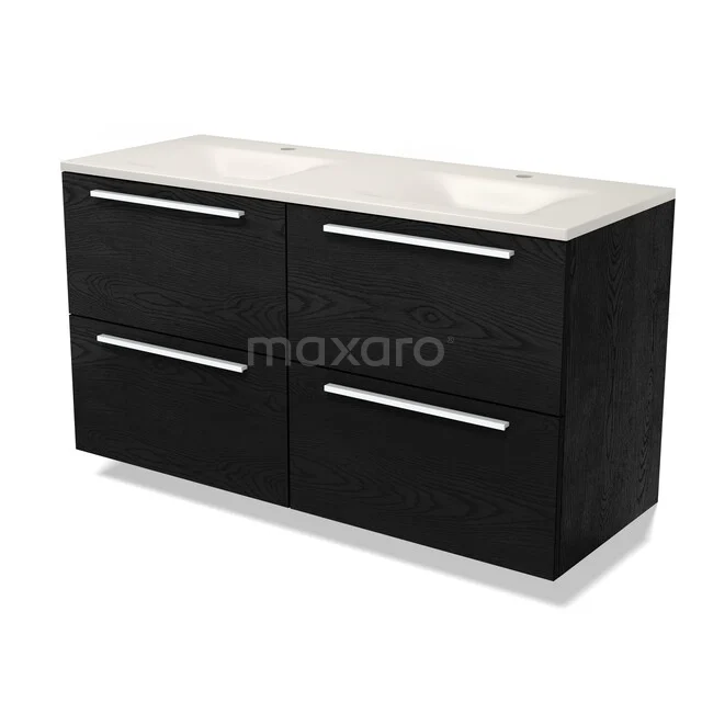 Modulo Badkamermeubel met wastafel | 120 cm Zwart eiken Vlak front Solid surface 4 lades BMW18-01412 Modulo Badkamermeubel met wastafel | 120 cm Zwart eiken Vlak front Solid surface 4 lades BMW18-01412