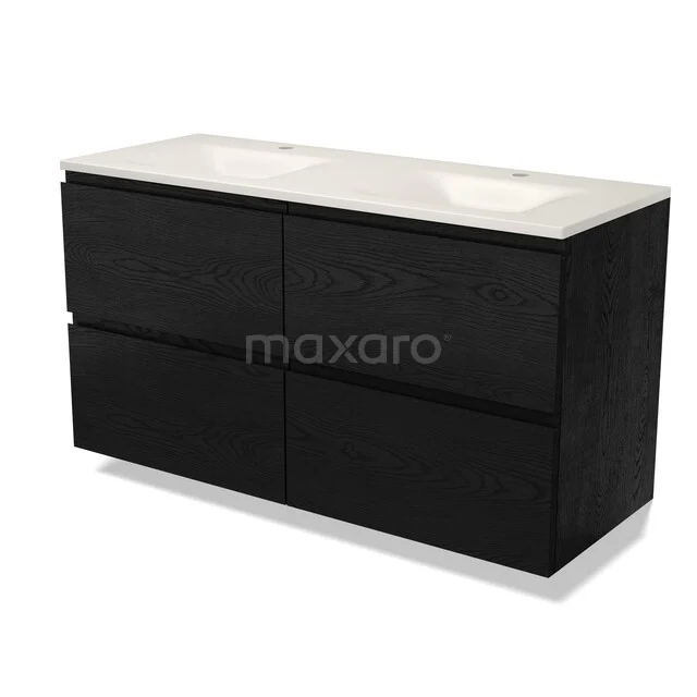 Modulo Badkamermeubel met wastafel | 120 cm Zwart eiken Greeploos front Solid surface 4 lades BMW18-01413 Modulo Badkamermeubel met wastafel | 120 cm Zwart eiken Greeploos front Solid surface 4 lades BMW18-01413
