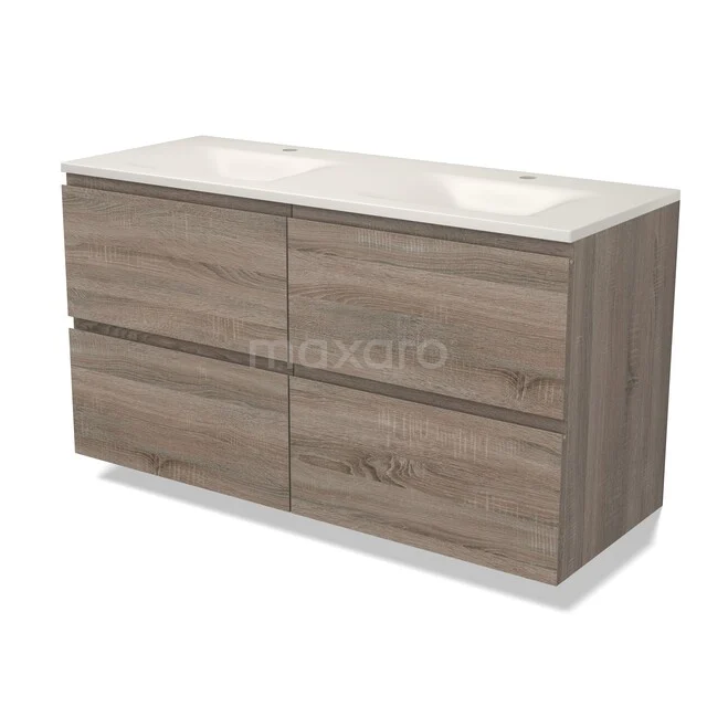 Modulo Badkamermeubel met wastafel | 120 cm Eiken Greeploos front Solid surface 4 lades BMW18-01414 Modulo Badkamermeubel met wastafel | 120 cm Eiken Greeploos front Solid surface 4 lades BMW18-01414