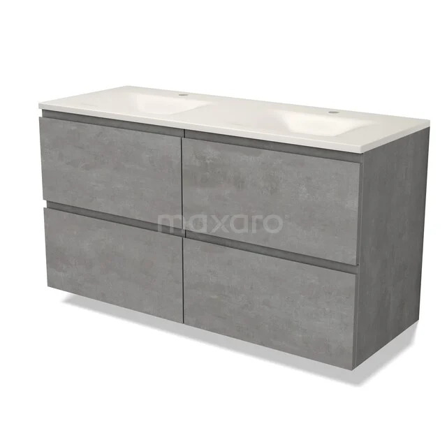 Modulo Badkamermeubel met wastafel | 120 cm Lichtgrijs beton Greeploos front Solid surface 4 lades BMW18-01415 Modulo Badkamermeubel met wastafel | 120 cm Lichtgrijs beton Greeploos front Solid surface 4 lades BMW18-01415