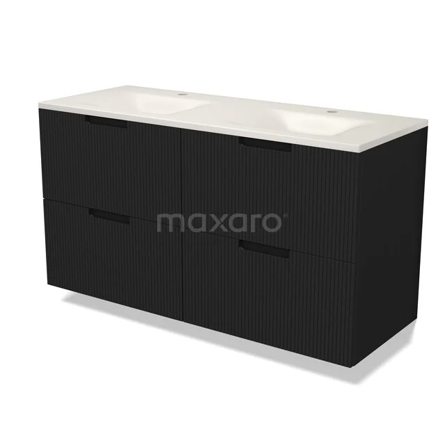 Modulo Badkamermeubel met wastafel | 120 cm Mat zwart Lijn front Solid surface 4 lades BMW18-01417 Modulo Badkamermeubel met wastafel | 120 cm Mat zwart Lijn front Solid surface 4 lades BMW18-01417